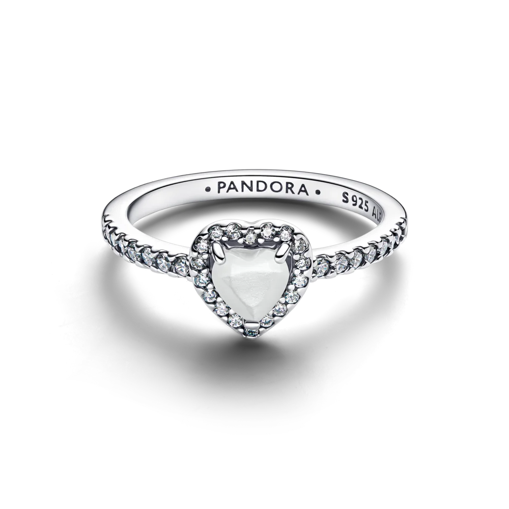 Žiedas „Iškili balta širdis“