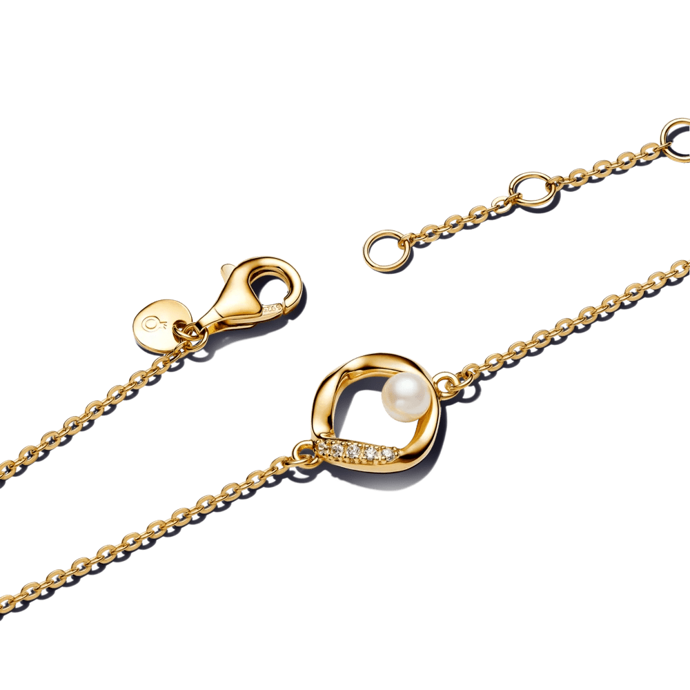 Apyrankė su organiškos formos pavé stiliaus apskritimu ir apdorotu dirbtinai išaugintu gėlavandeniu perlu - Pandora Lietuva