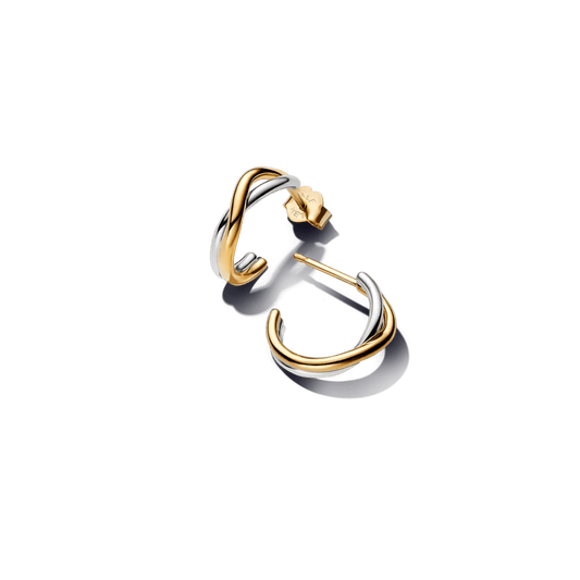 Atviri dvispalviai organiškos lankelio formos auskarai - Pandora Lietuva