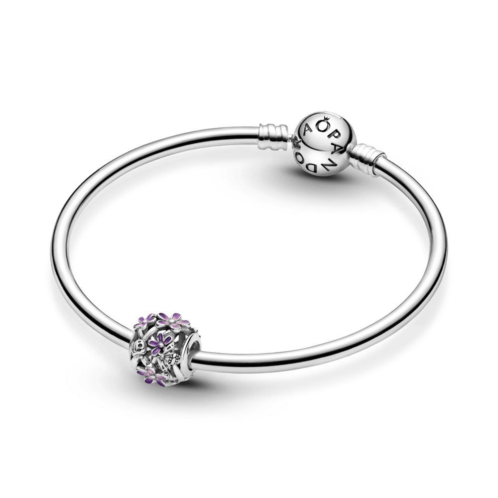 Ažūrinis purpurinės ramunėlės karoliukas - Pandora Lietuva