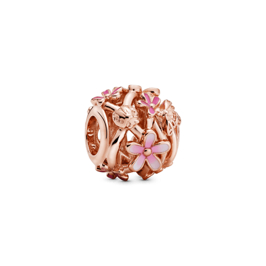 Ažūrinis rausvos ramunės karoliukas - Pandora Lietuva