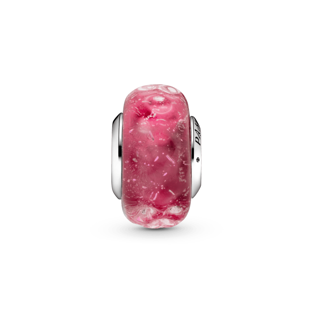 Banguotas prašmatnus rausvas Murano stiklo karoliukas - Pandora Lietuva