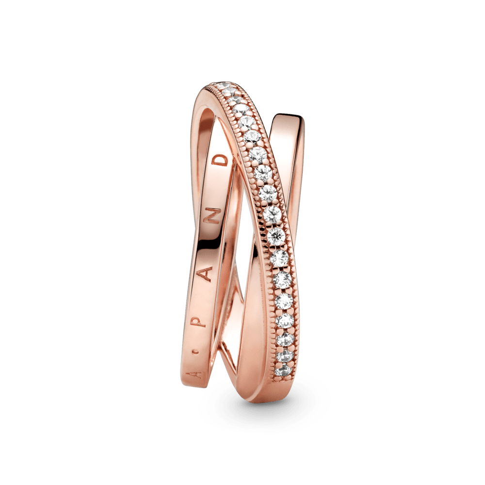 Crossover Pavé Trigubas derinamas žiedas - Pandora Lietuva