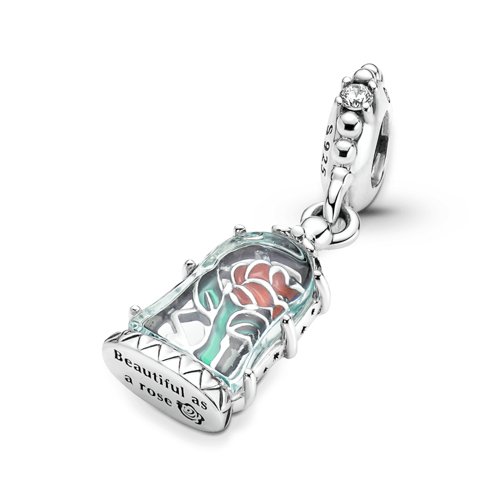 Disnėjaus Gražuolės ir Pabaisos užburtos rožės kabantis karoliukas - Pandora Lietuva