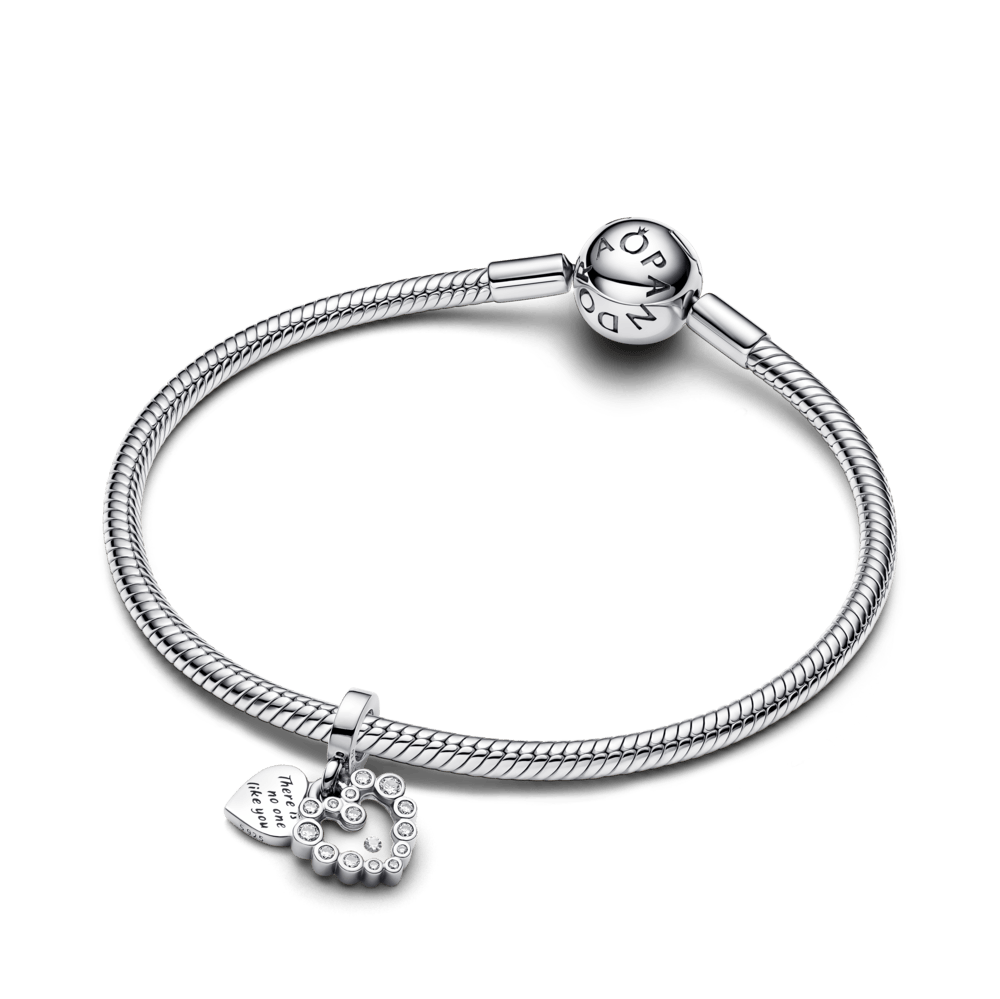 Dvigubas kabantis karoliukas „Spindinti širdis“ - Pandora Lietuva