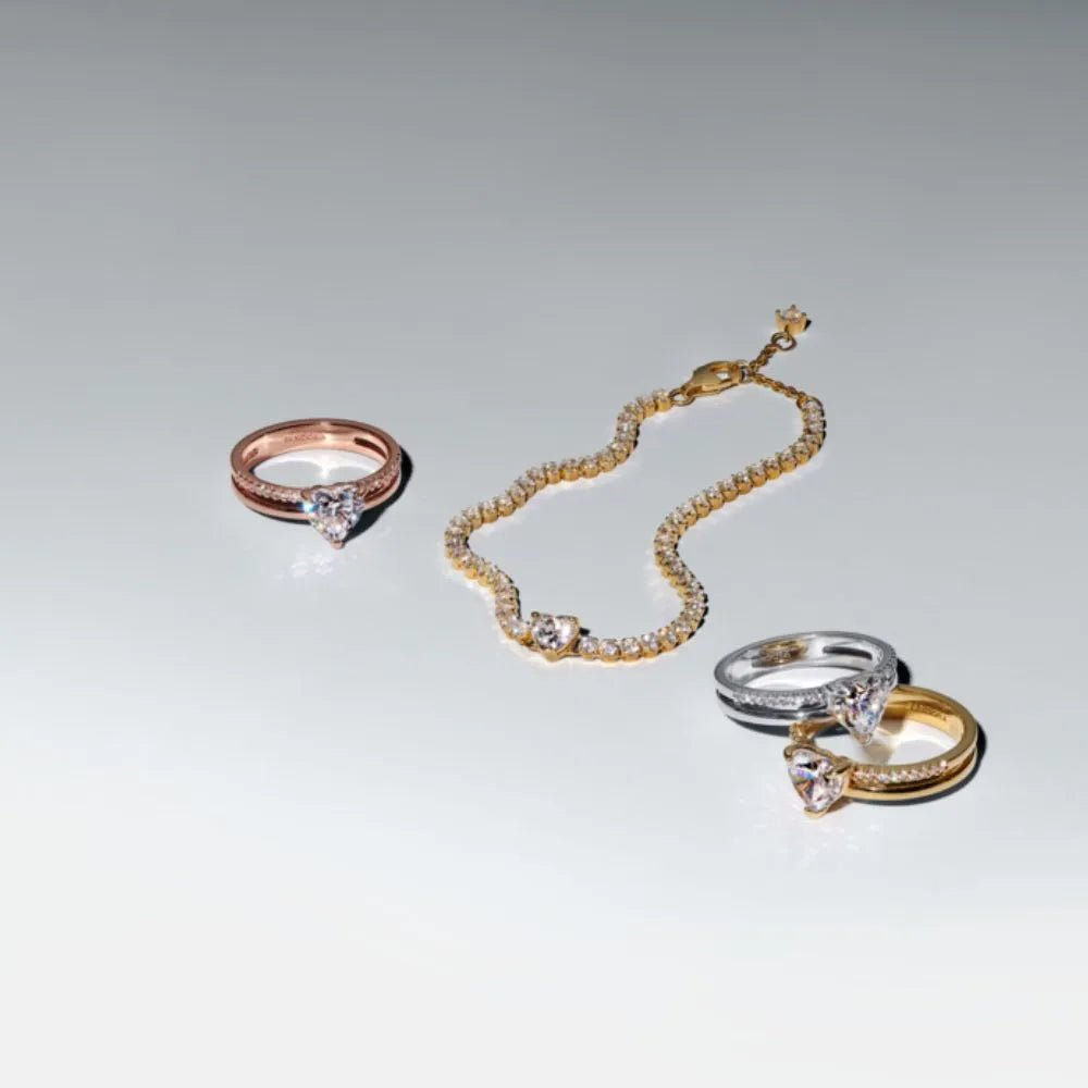 Dvigubo lankelio žiedas su širdimi - Pandora Lietuva