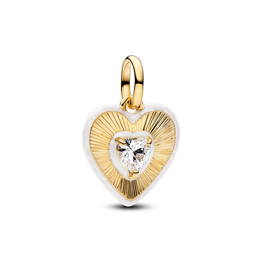 Karoliukas su medalionu „Spinduliuojanti balta širdis“ - Pandora Lietuva