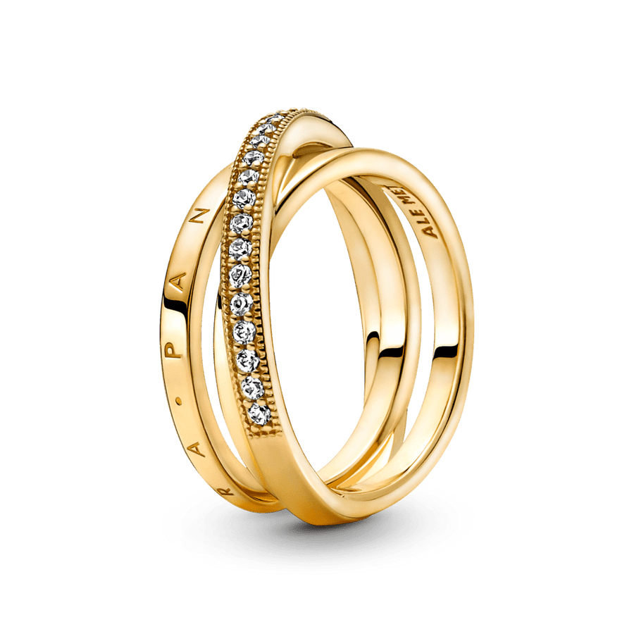 Kryžminis Pavé Trigubos Juostos Žiedas - Pandora Lietuva