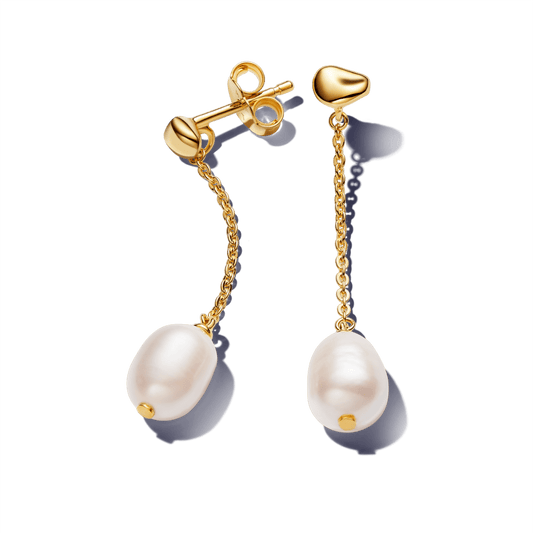 Lašo formos auskarai su apdorotais, dirbtiniu būdu išaugintais gėlavandeniais perlais - Pandora Lietuva