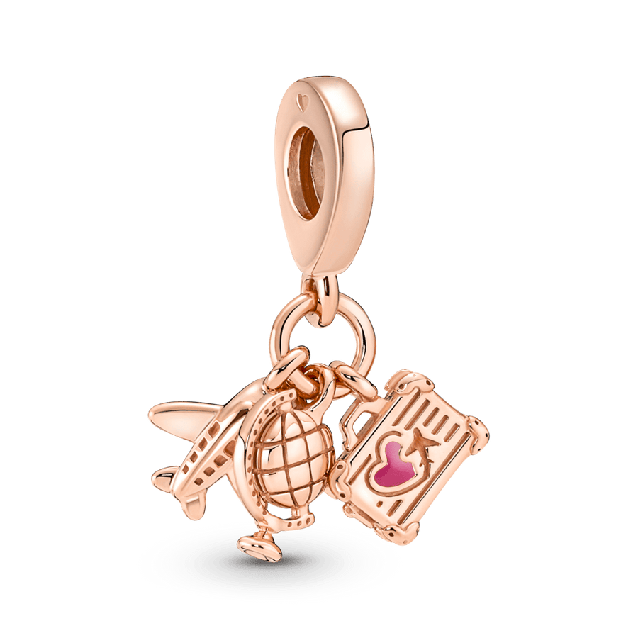 Lėktuvo, gaublio ir lagamino karoliukas - Pandora Lietuva