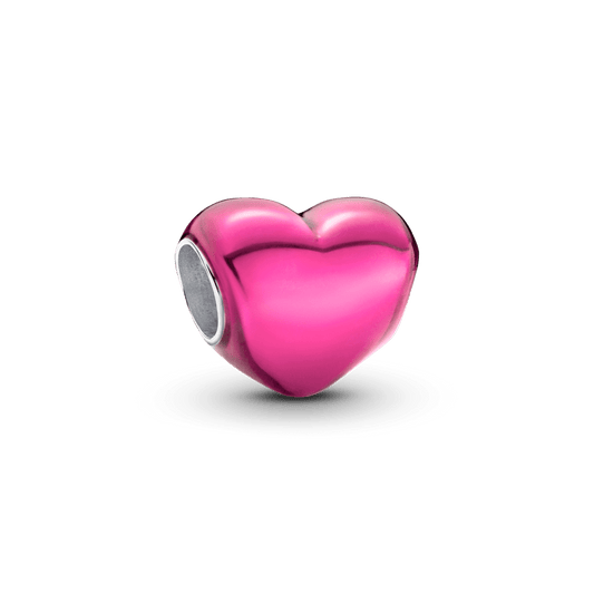Metalinis rožinis širdelės karoliukas - Pandora Lietuva