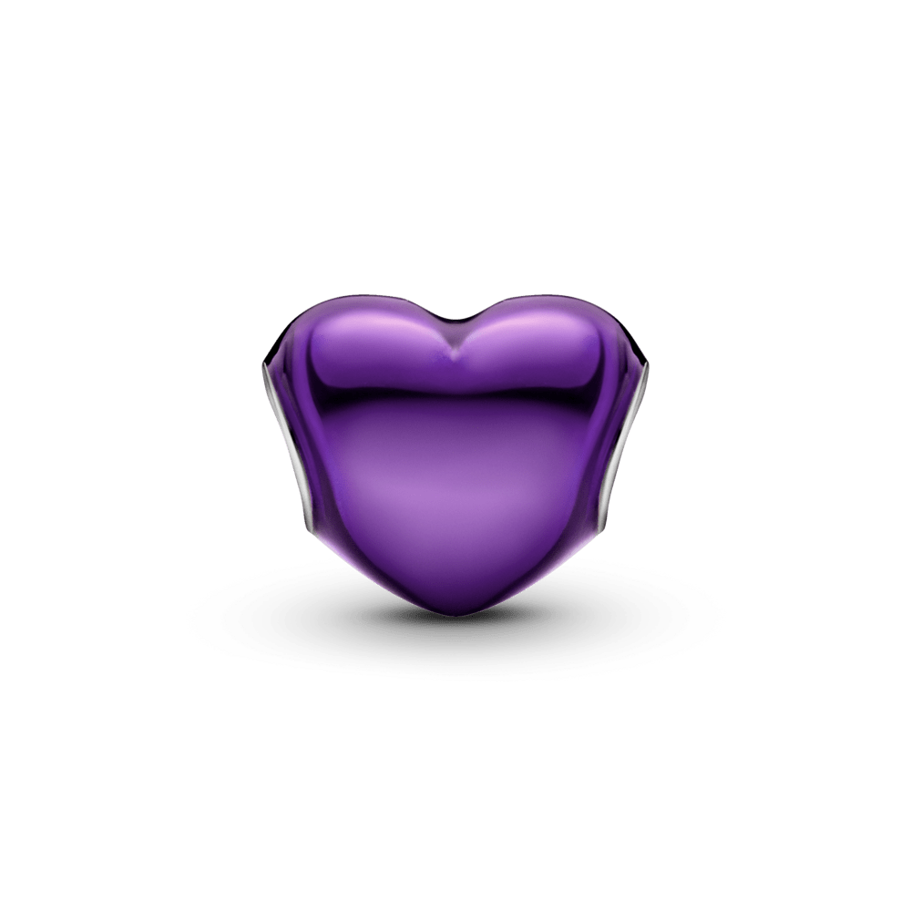 Metalinis violetinis širdelės karoliukas - Pandora Lietuva