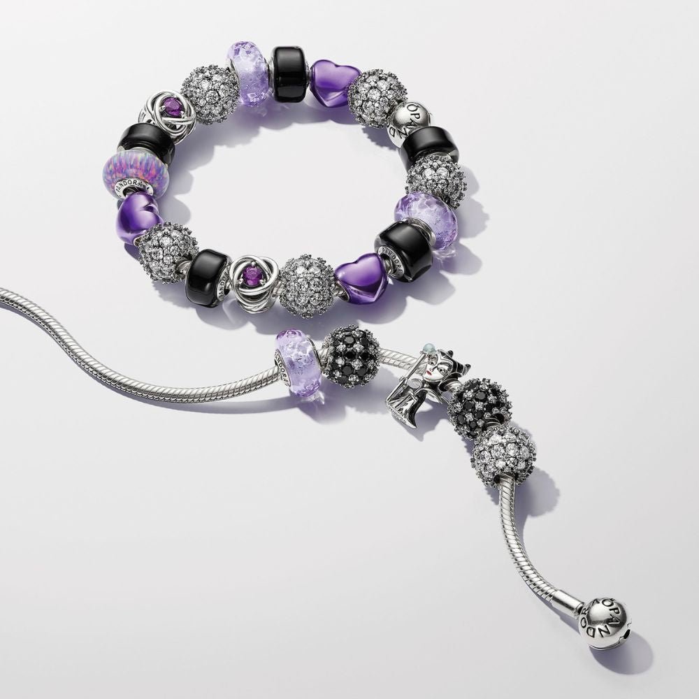 Metalinis violetinis širdelės karoliukas - Pandora Lietuva