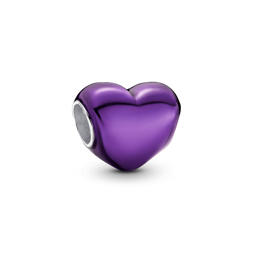 Metalinis violetinis širdelės karoliukas - Pandora Lietuva