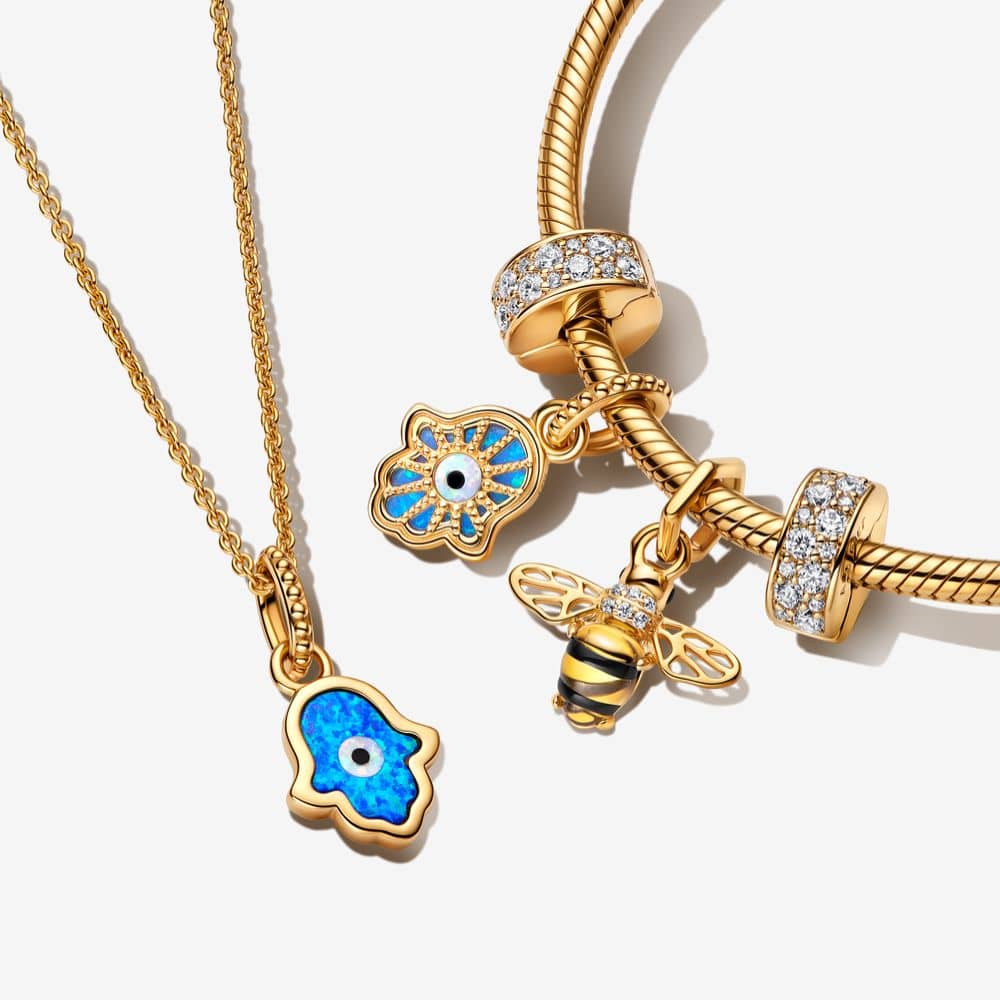 Opalescent Blue Hamsa Hand Dangle Charm - Pandora Lietuva