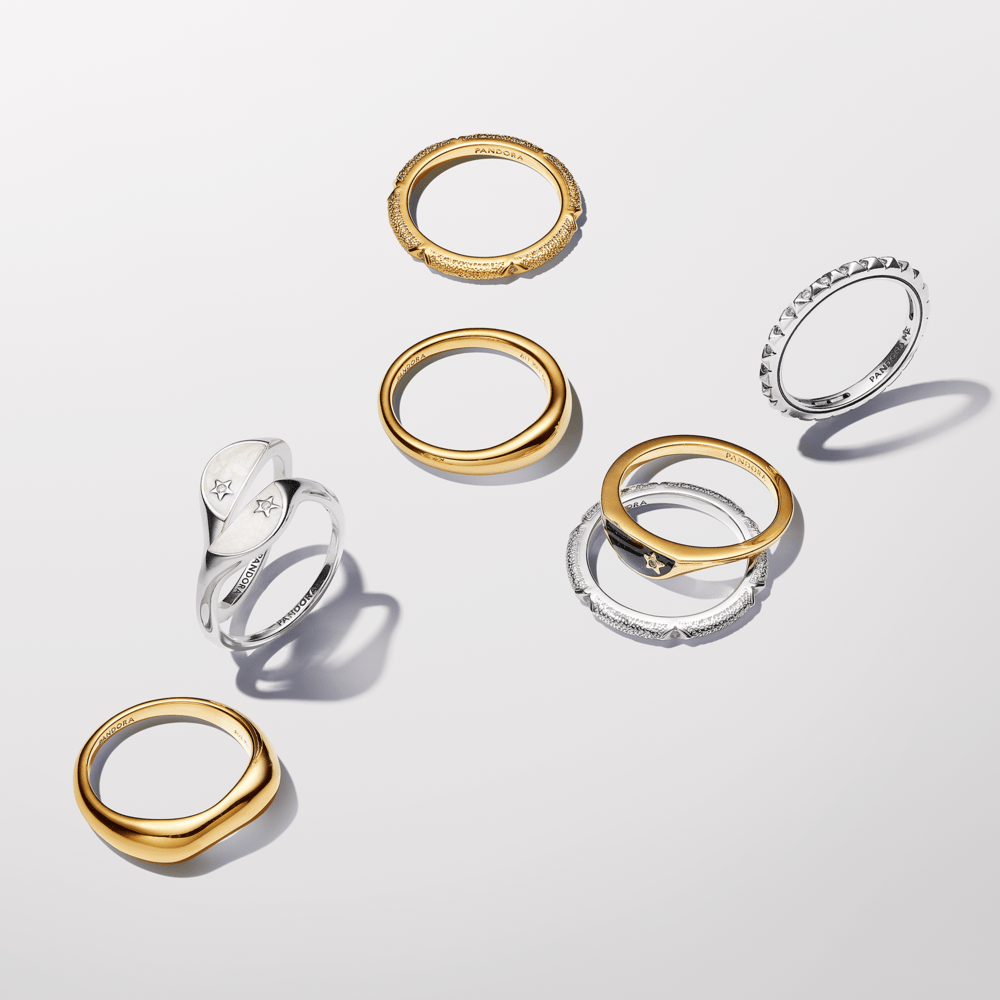 Organiškos formos kartu mūvimi žiedai - Pandora Lietuva