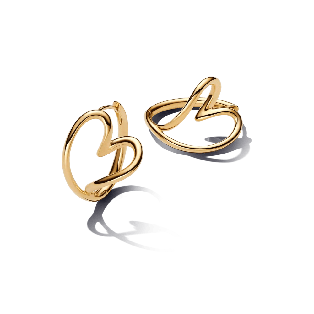 Organiškos lankelio formos auskarai „Širdis“ - Pandora Lietuva