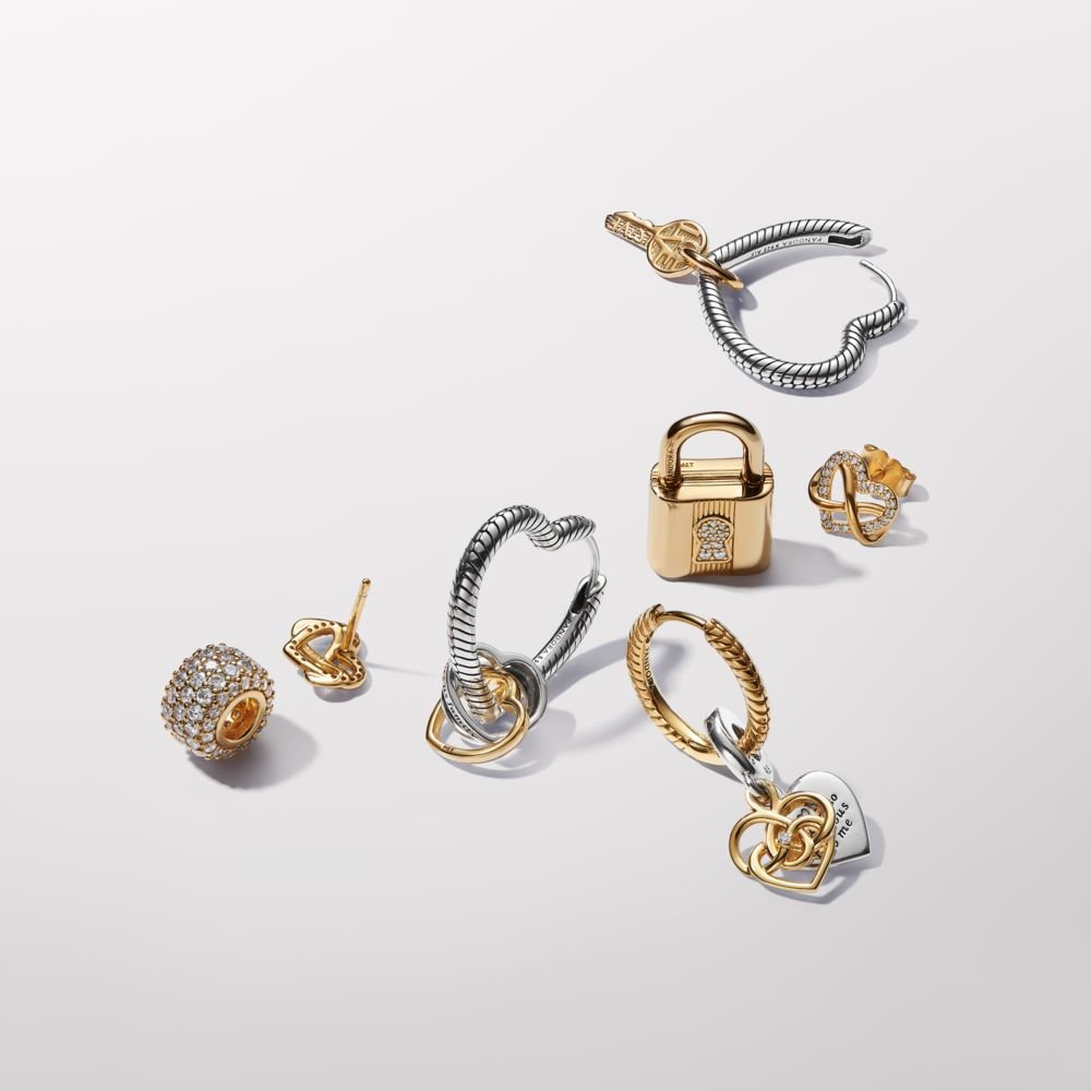 Pandora Moments Heart Charm Hoop Earrings auskarai - Pandora Lietuva