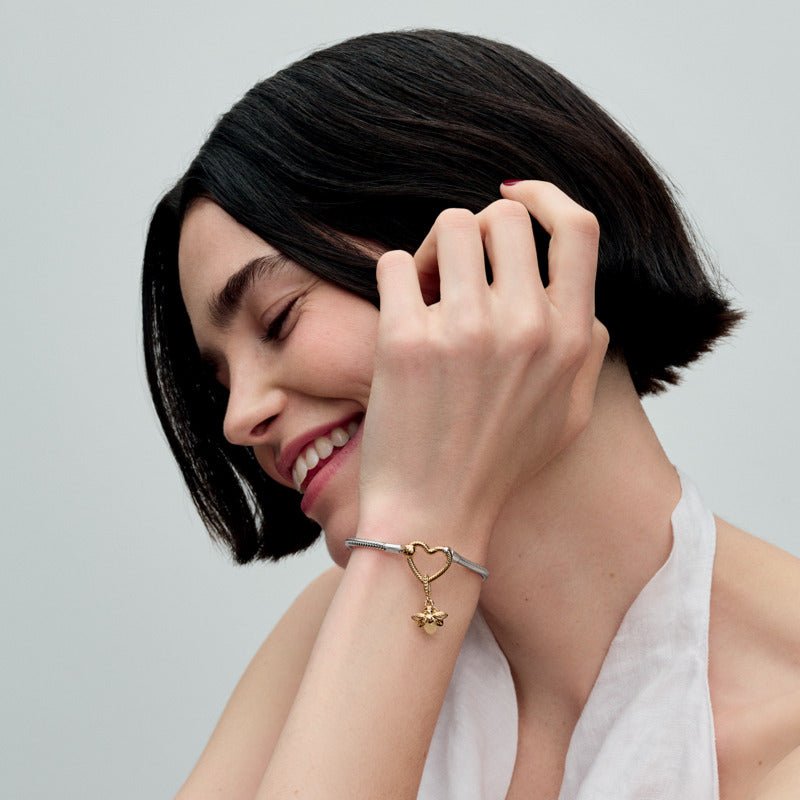 Pandora Moments širdies užsegimo gyvatės pynimo grandinėlės apyrankė - Pandora Lietuva