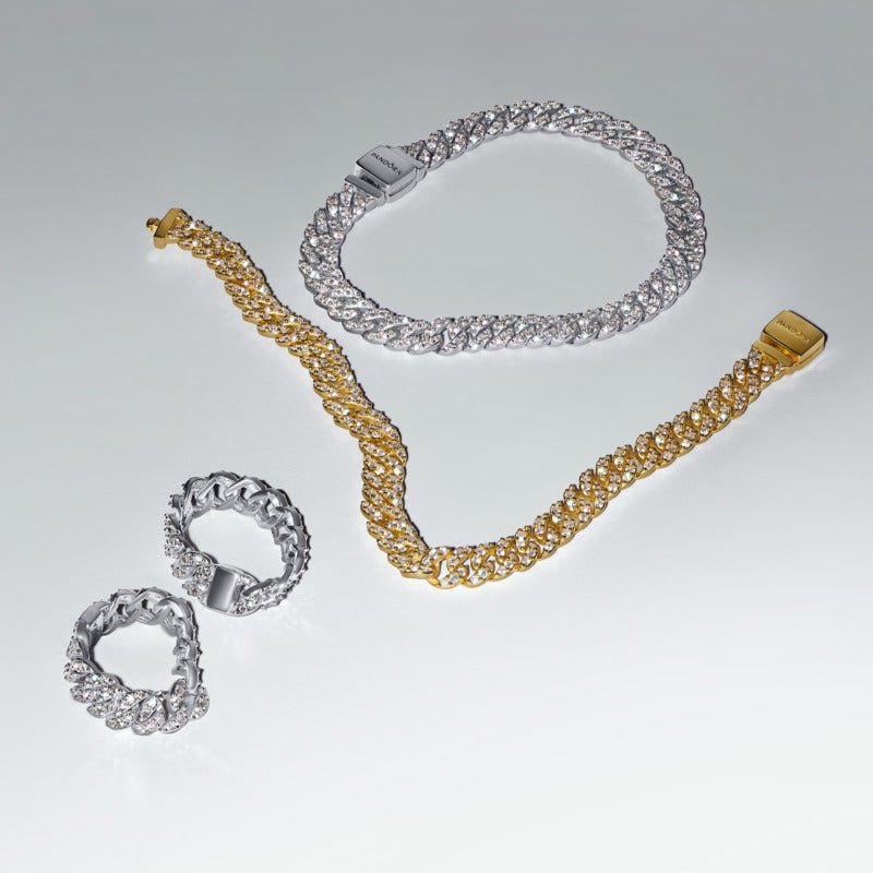 Pavé stiliaus grandinėlės pynimo žiedas - Pandora Lietuva