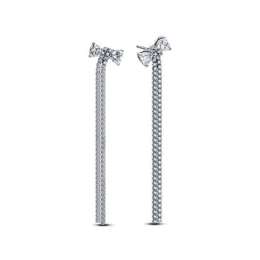 Pavé stiliaus kabantys auskarai su kaspinėliu - Pandora Lietuva