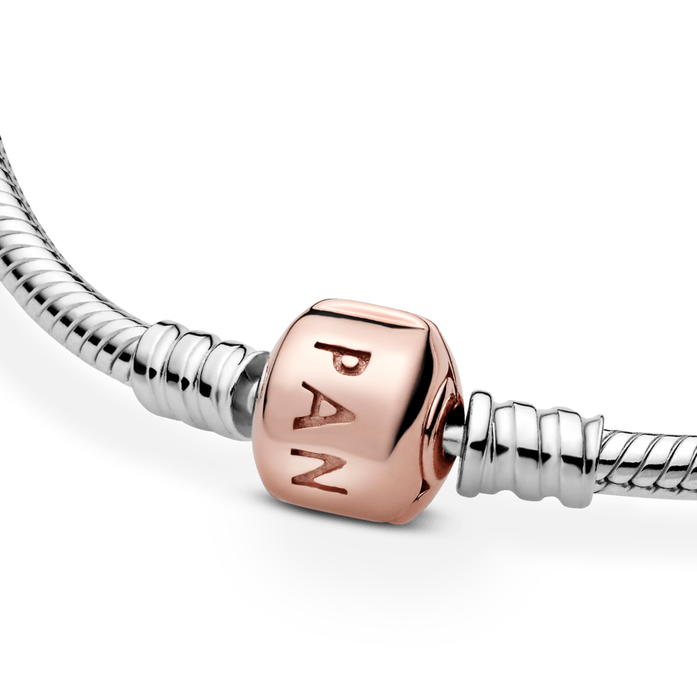Sidabrinė apyrankė su 14 karatų rausvojo aukso padengto metalo užsegimu - Pandora Lietuva