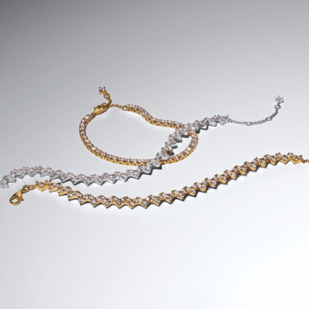 Širdelių iš trijų akmenėlių apyrankė - Pandora Lietuva