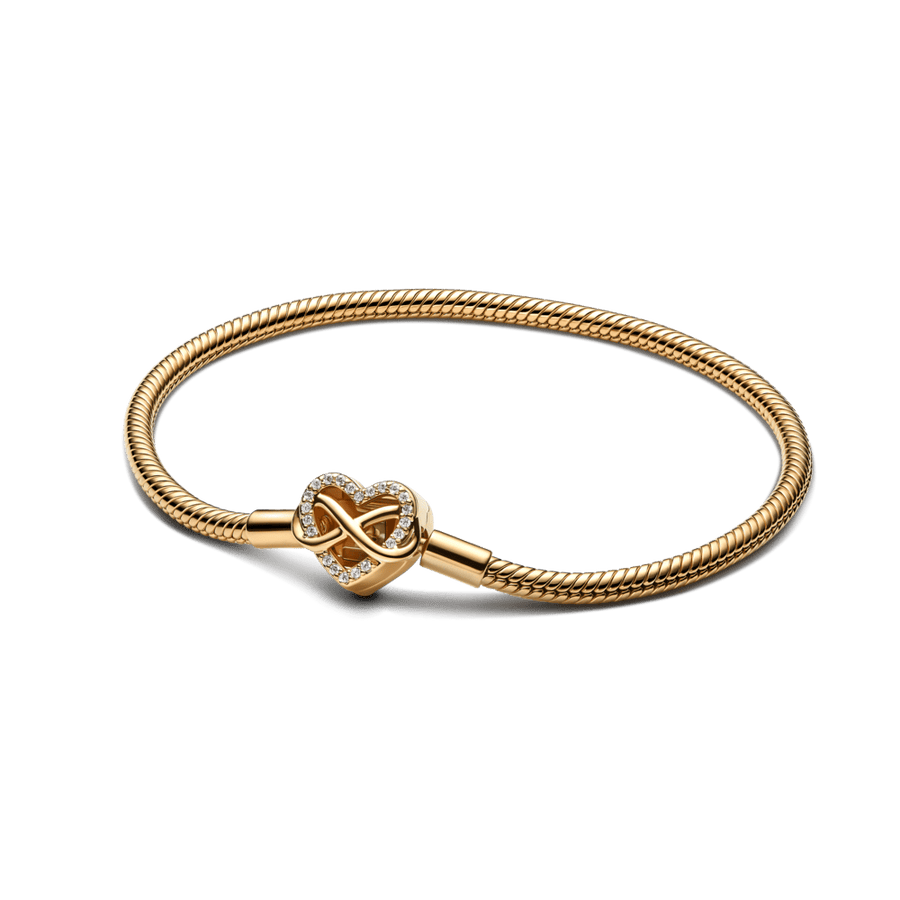 Spindinti gyvatės odos rašto grandinėlės apyrankė „Begalybės širdis“ - Pandora Lietuva