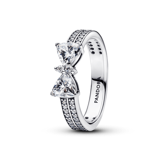 Spindintis dviejų eilių žiedas su kaspinėliu - Pandora Lietuva