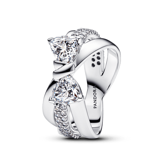 Spindintis kryžminis žiedas su kaspinėliu - Pandora Lietuva