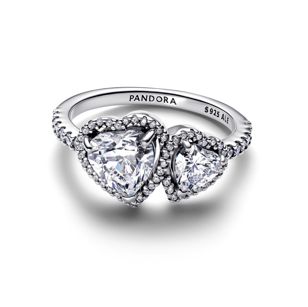 Spindintis žiedas su širdies formos aureole - Pandora Lietuva