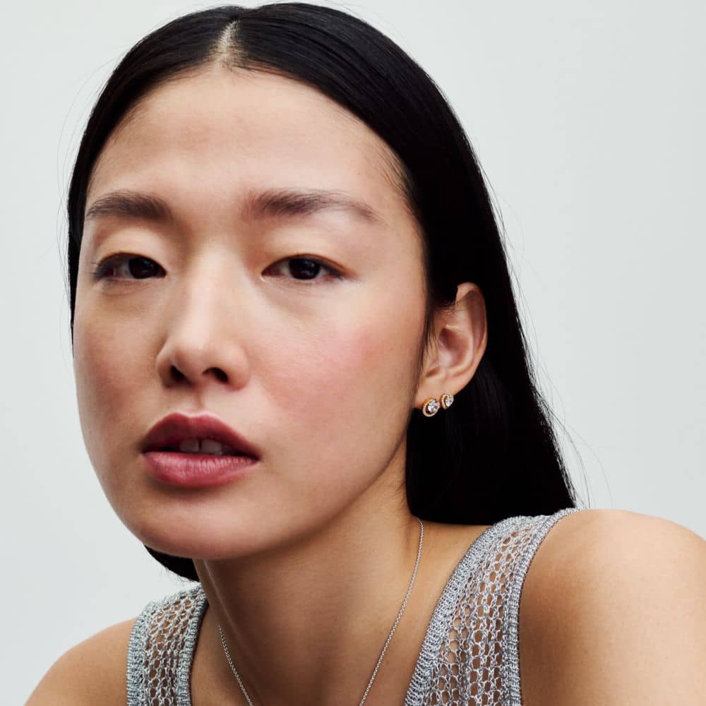 Spindintys apvalūs aureolės įveriami auskarai - Pandora Lietuva