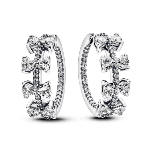 Spindintys vienos eilės lankelio formos auskarai su kaspinėliu - Pandora Lietuva