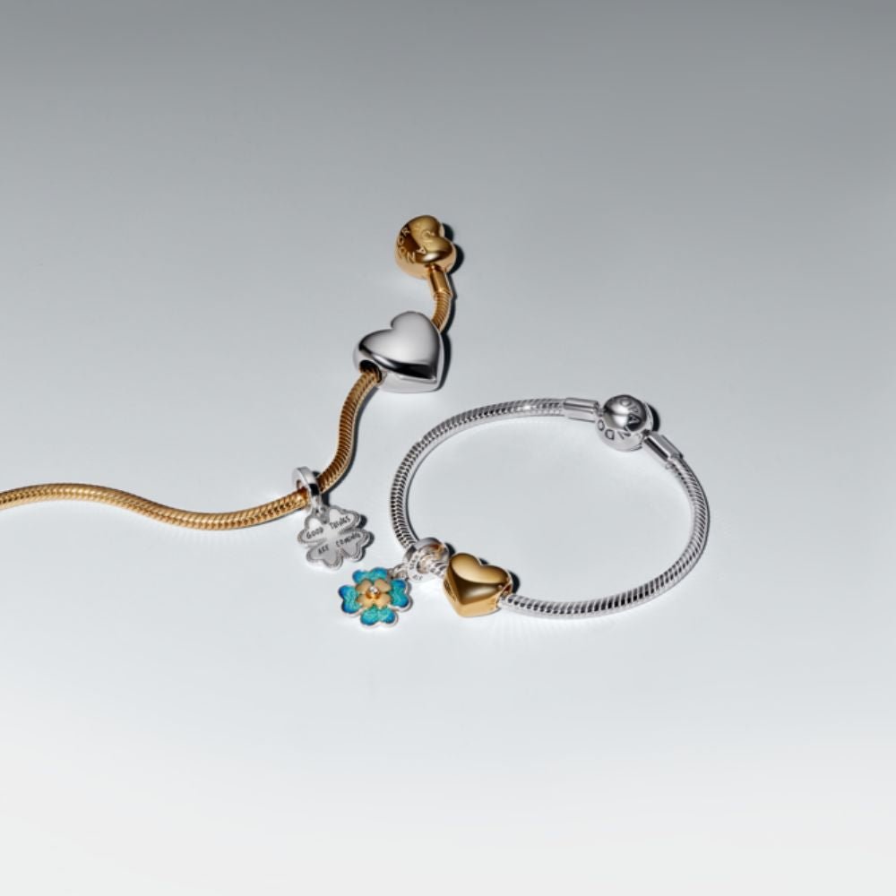 Sukamas kabantis karoliukas su laboratorijoje išaugintu deimantu „Keturlapis dobilas“ - Pandora Lietuva