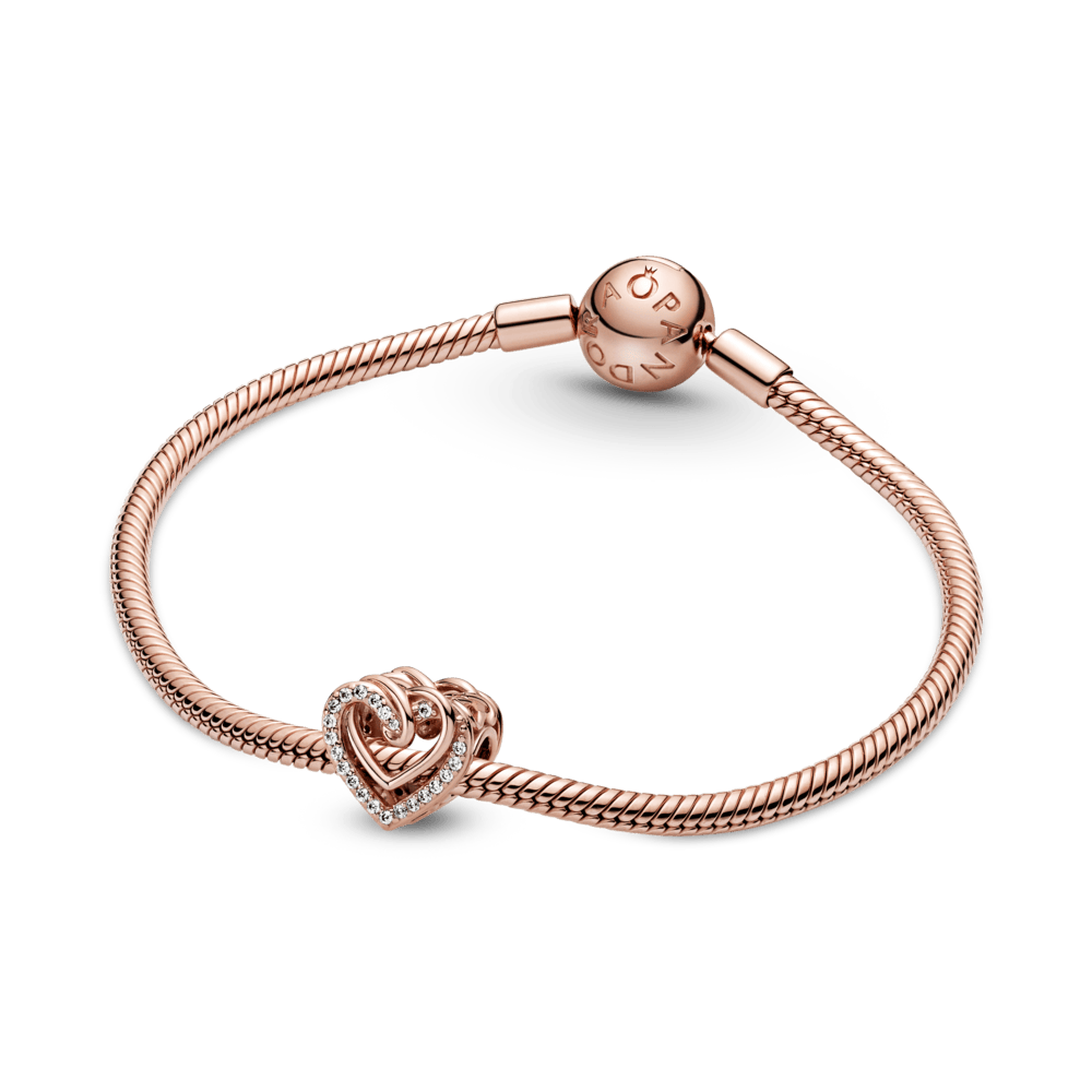 Žvilgantis susipynusių širdžių karoliukas - Pandora Lietuva