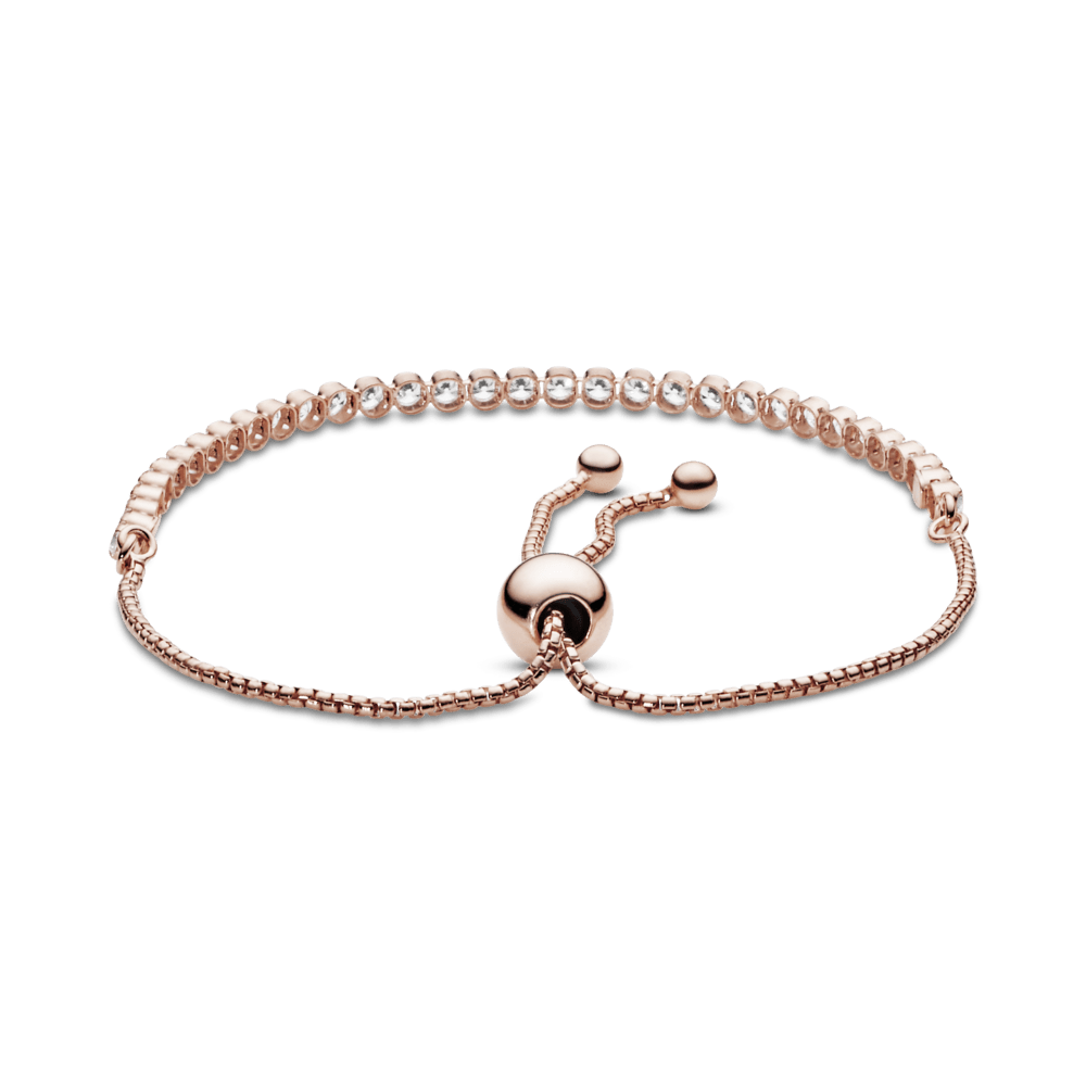 14 karatų rausvojo aukso padengto metalo apyrankė su kubiniu cirkoniu - Pandora Lietuva