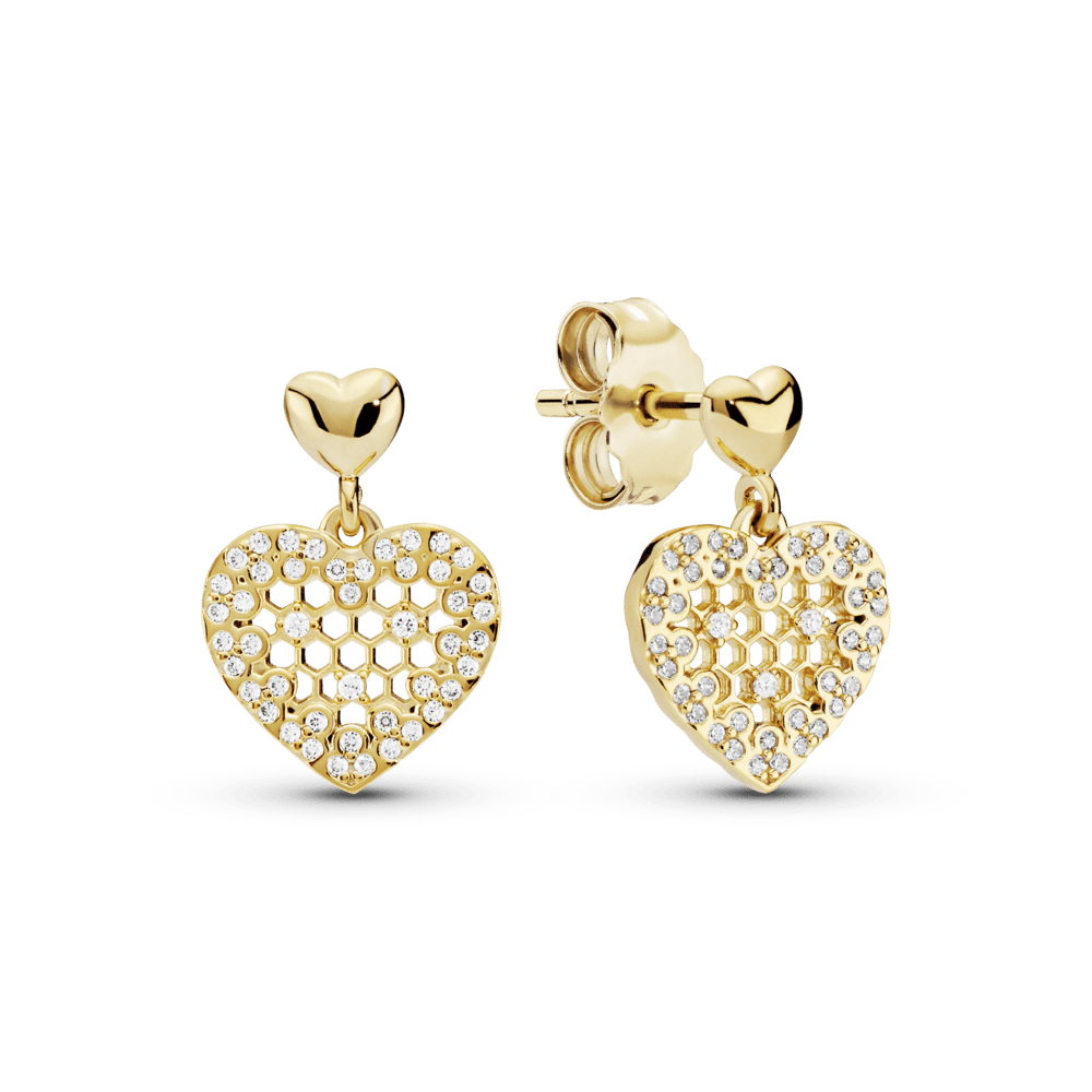 Auskarai Širdis su Korio Nėriniais - Pandora Lietuva