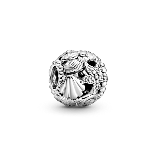 Ažūrinis karoliukas su jūros žvaigžde, kriauklėmis ir širdelėmis - Pandora LT