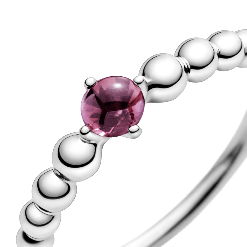 Degantis raudonas žiedas su karoliukais - Pandora LT