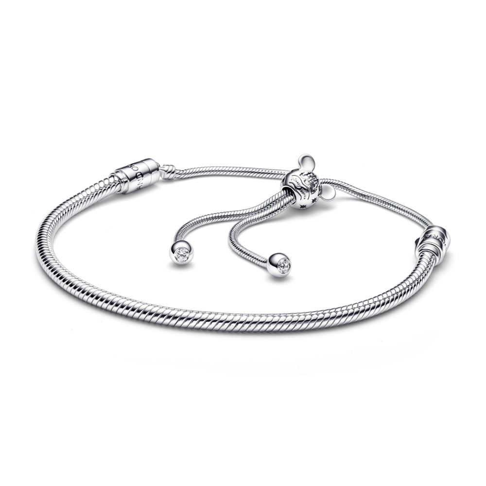 Disnėjaus parkai, Peliuko Mikio užsegimas ir Pandora Moments gyvatės pynimo grandinėlės apyrankė su slankikliu - Pandora Lietuva