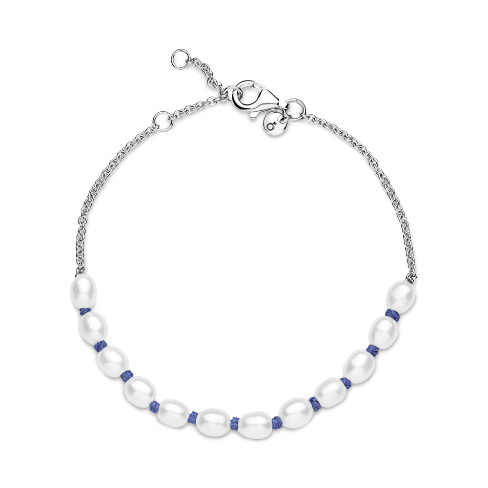 Gėlavandenių kultivuotų perlų mėlynos grandinėlės apyrankė - Pandora LT