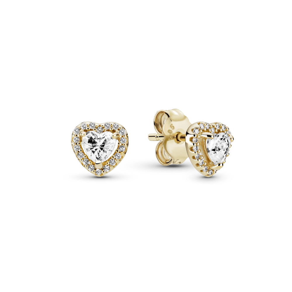 Įsmeigiami auskarai su į širdelės formą įsodintu akmeniu - Pandora Lietuva