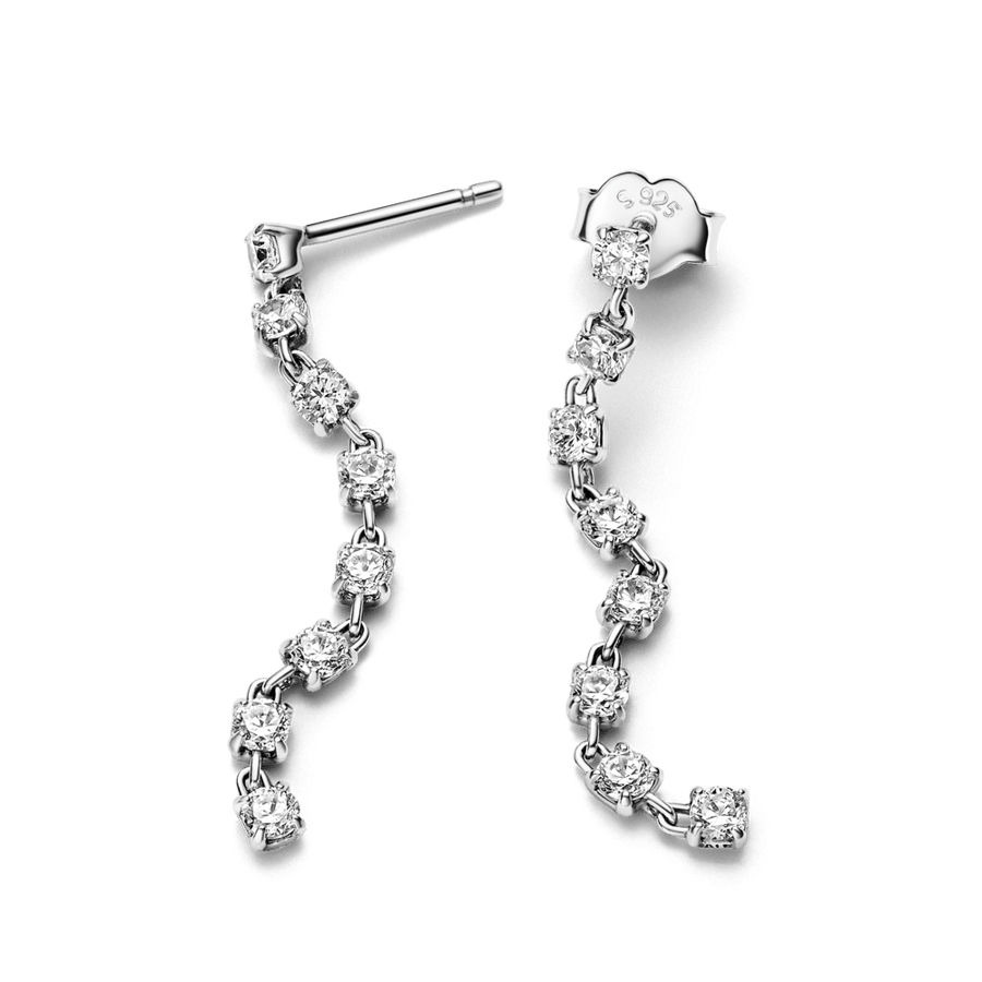 Kabantys auskarai su aštuoniais žėrinčiais akmenėliais - Pandora Lietuva