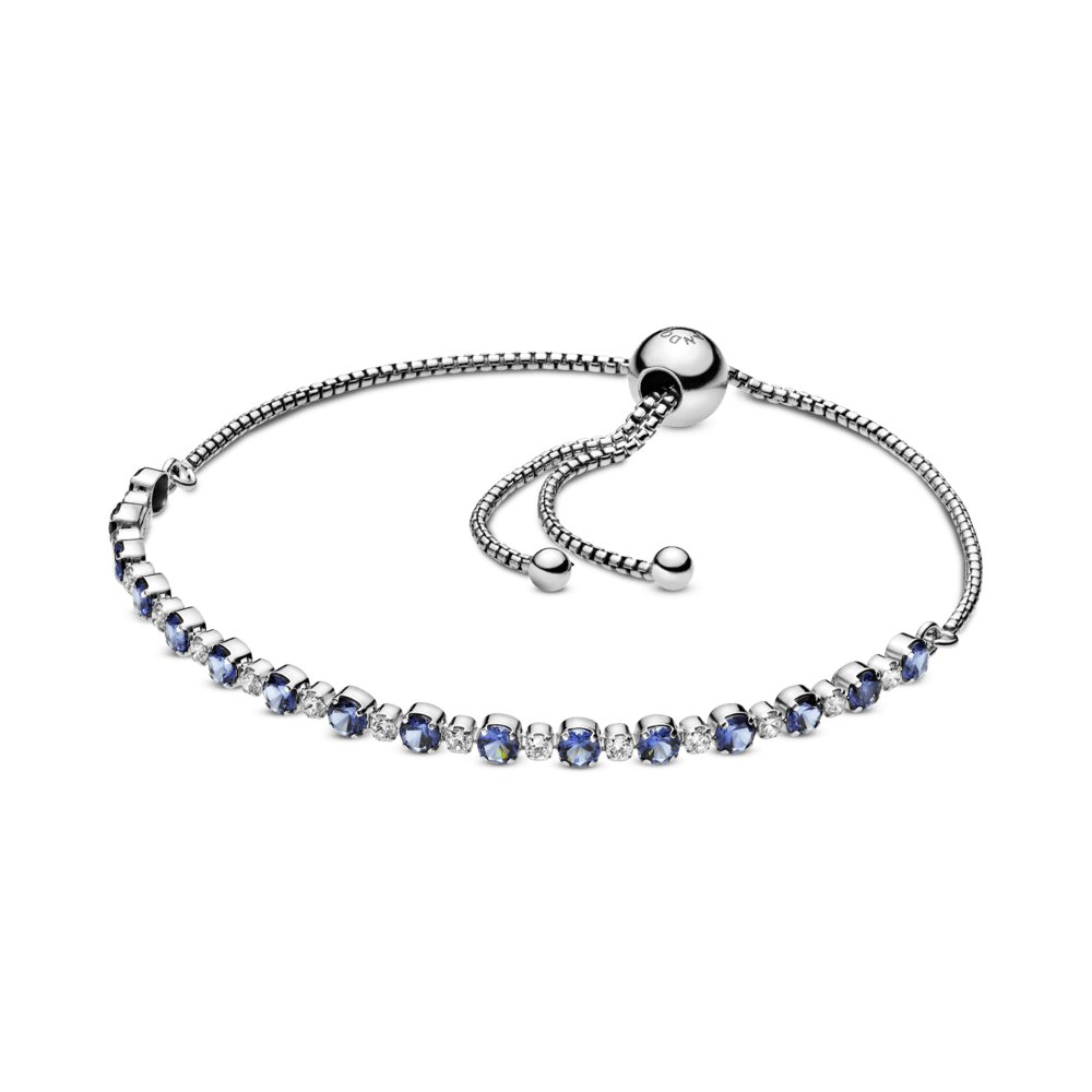 Mėlynai žėrinti apyrankė su slankiuoju užsegimu - Pandora Lietuva