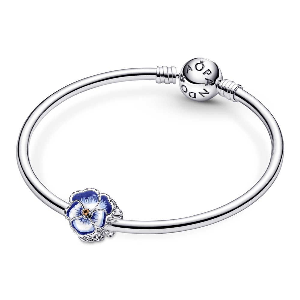 Mėlynos gėlės našlaitės karoliukas - Pandora Lietuva