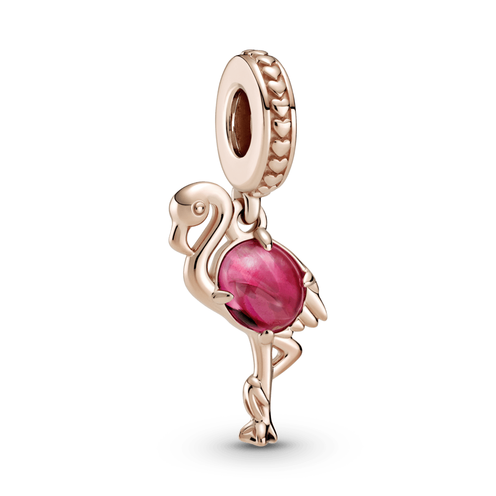 Murano stiklo rožinio flamingo kabantis karoliukas - Pandora LT