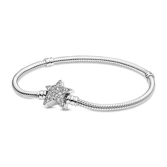 Pandora Moments asimetriška gyvatės pynimo grandinėlės apyrankė su žvaigždės formos užsegimu - Pandora LT