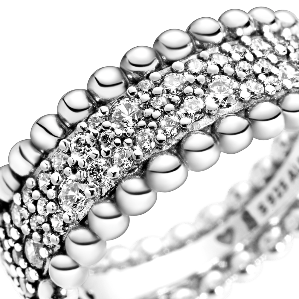 Pavé žiedas su karoliukais - Pandora Lietuva