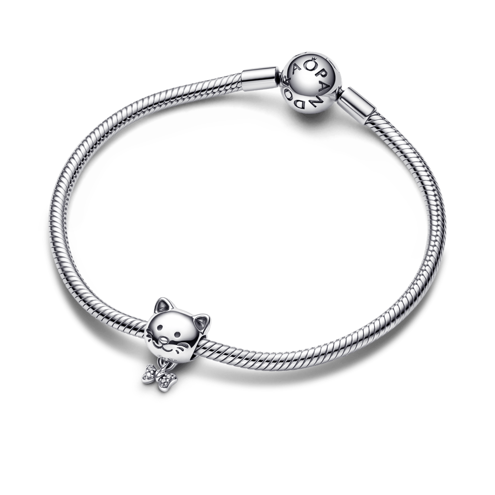 Pet Cat & Bow Charm pakabukas - Pandora Lietuva