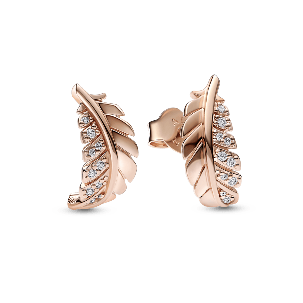 Plūduriuojantys išlenkti plunksnų įveriami auskarai - Pandora Lietuva